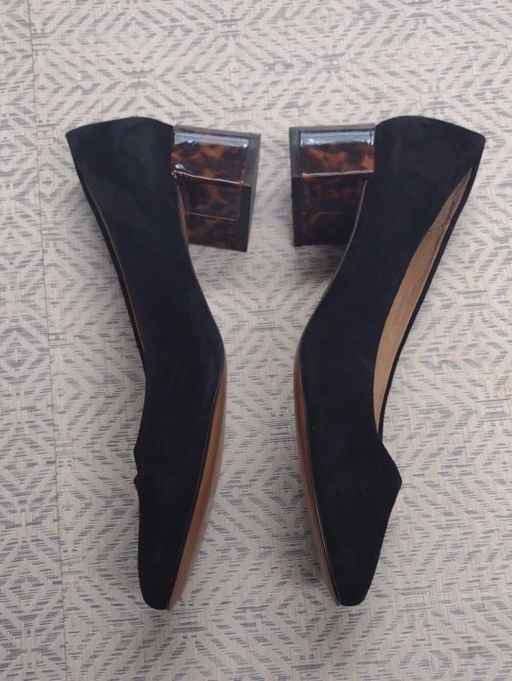 J. Jill Black Suede Block Heel Pumps with Tortoiseshell Heel